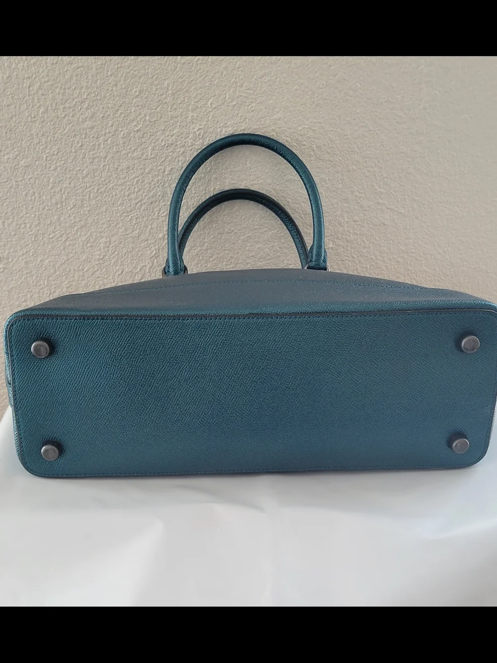Brand New COACH Teal Dome Satchel - Shimmering Teal Leather